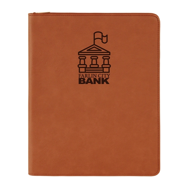 9 1/2" x 12" Leatherette Rawhide Portfolio with Zipper - 9 1/2" x 12" Leatherette Rawhide Portfolio with Zipper - Image 0 of 4