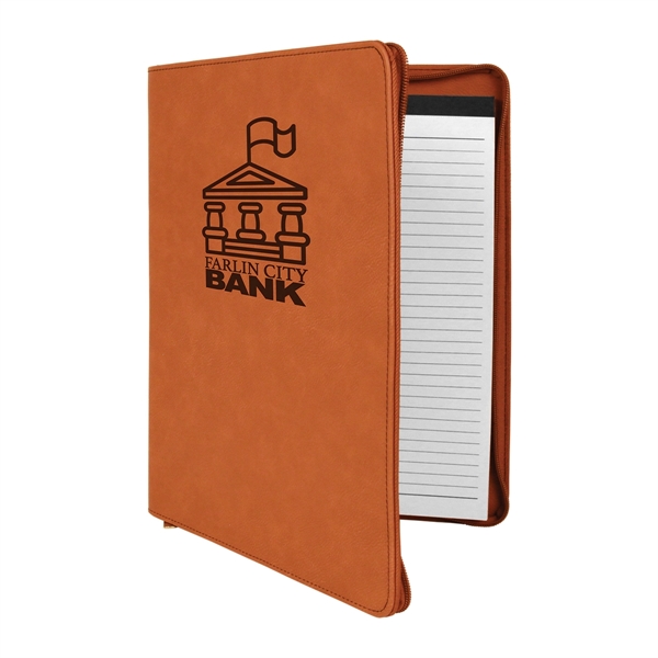 9 1/2" x 12" Leatherette Rawhide Portfolio with Zipper - 9 1/2" x 12" Leatherette Rawhide Portfolio with Zipper - Image 3 of 4