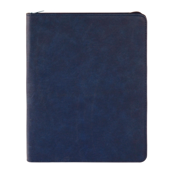 9 1/2" x 12" Leatherette Blue/Black Portfolio with Zipper - 9 1/2" x 12" Leatherette Blue/Black Portfolio with Zipper - Image 1 of 3