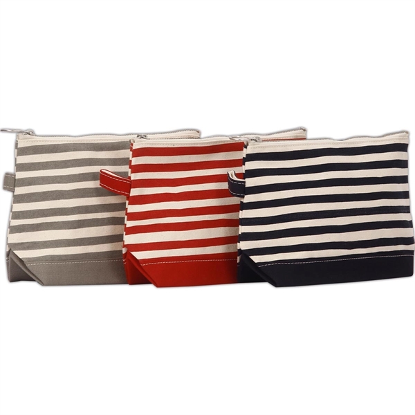 Lightweight Stripe Canvas Travel Makeup Cosmetic Pouch - Lightweight Stripe Canvas Travel Makeup Cosmetic Pouch - Image 0 of 40