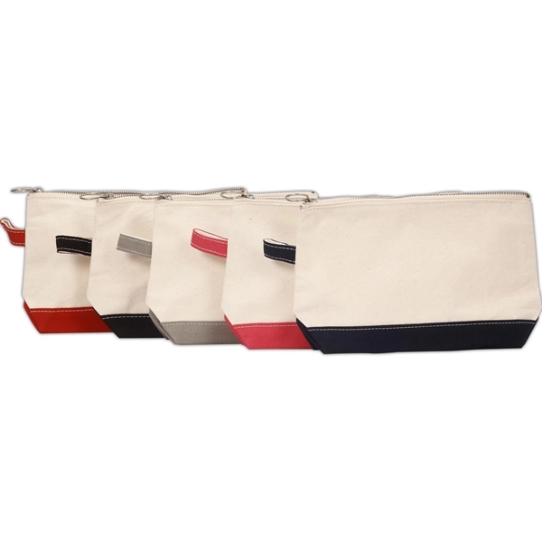 Lightweight Two-Tone Canvas Travel Makeup Bag Cosmetic Pouch - Lightweight Two-Tone Canvas Travel Makeup Bag Cosmetic Pouch - Image 1 of 46