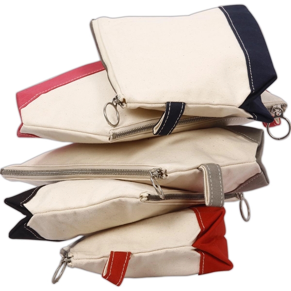 Lightweight Two-Tone Canvas Travel Makeup Bag Cosmetic Pouch - Lightweight Two-Tone Canvas Travel Makeup Bag Cosmetic Pouch - Image 3 of 46