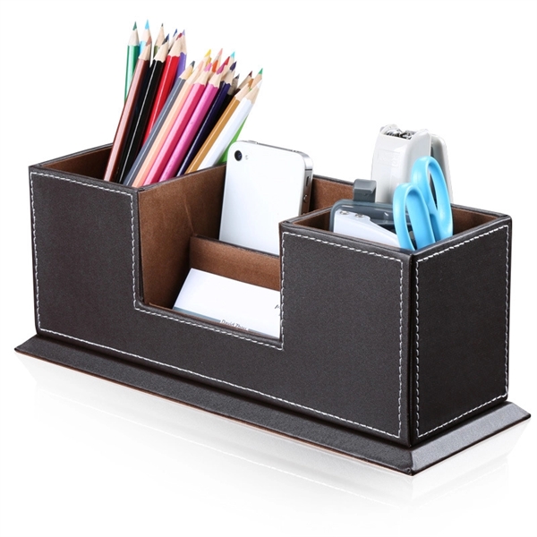 PU Desk Organizer/Pen Holder/Business Card Case - PU Desk Organizer/Pen Holder/Business Card Case - Image 1 of 2
