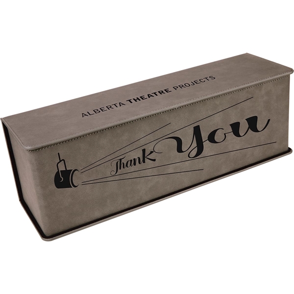 Gray Leatherette Single Wine Box w/ Tools - Gray Leatherette Single Wine Box w/ Tools - Image 2 of 3