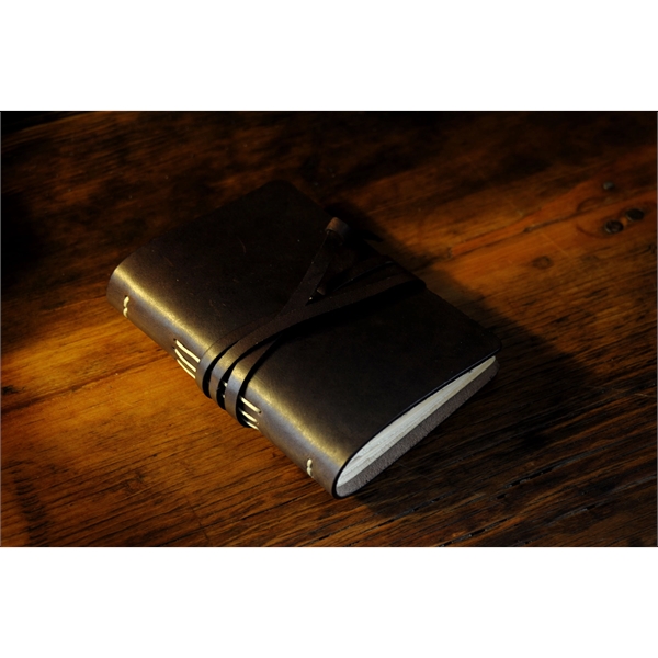 Italian Leather Hand-Stitched Pocket Journal - Walnut - Italian Leather Hand-Stitched Pocket Journal - Walnut - Image 0 of 2