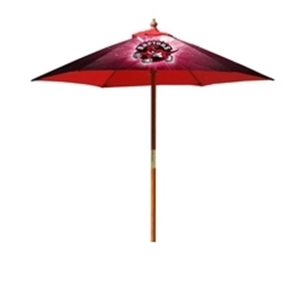 7 ft Rd Wood Umbrella, 6 Ribs, Dye-Sublimation, Full Bleed - 7 ft Rd Wood Umbrella, 6 Ribs, Dye-Sublimation, Full Bleed - Image 0 of 0