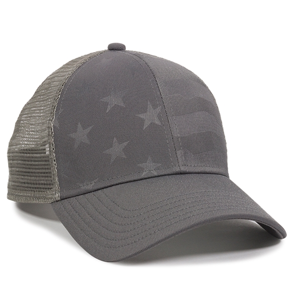 Debossed American Flag 6 Panel Mesh Back Cap - Debossed American Flag 6 Panel Mesh Back Cap - Image 1 of 3