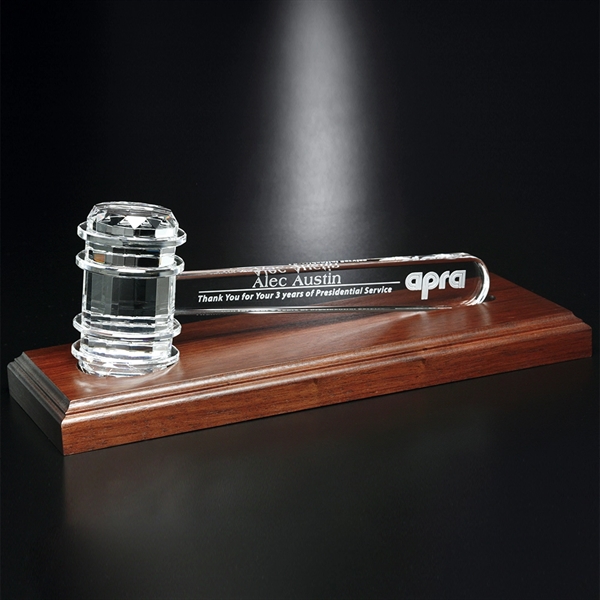 Crystal Gavel on Royal Finish Base - Crystal Gavel on Royal Finish Base - Image 0 of 1