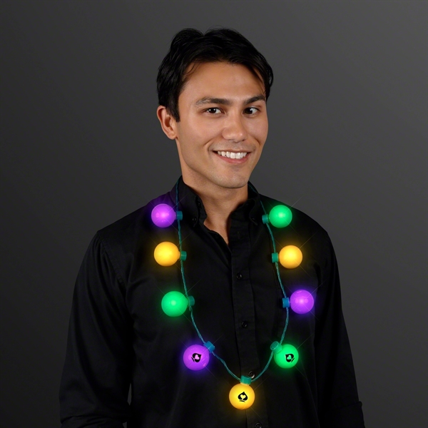 Mardi Gras Light Globes Party Necklace - Mardi Gras Light Globes Party Necklace - Image 4 of 5