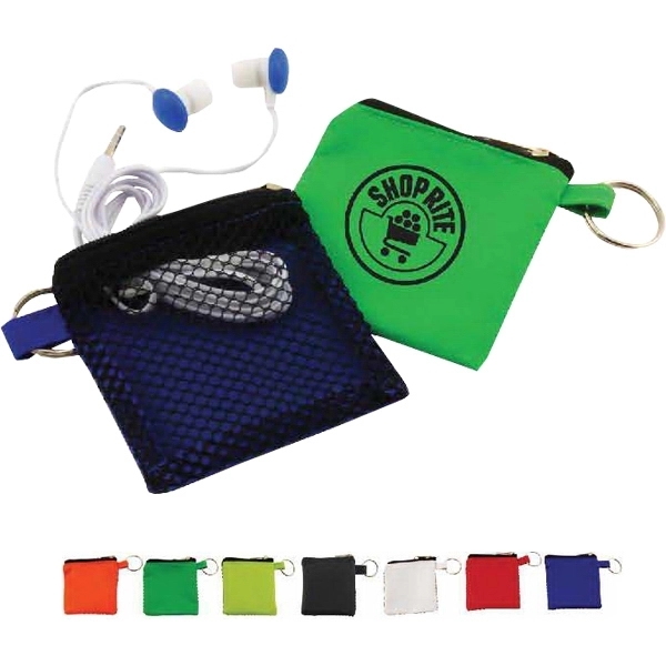 Keyhain pouch with button style earbuds - Keyhain pouch with button style earbuds - Image 0 of 0