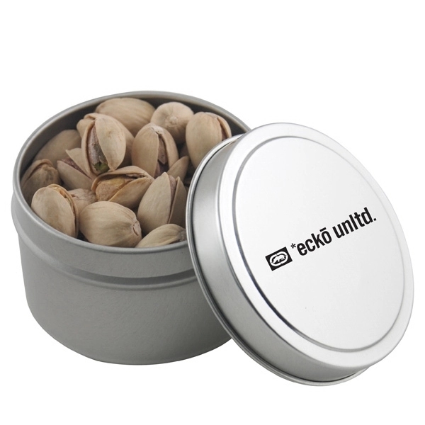 Round Metal Tin with Lid and Pistachios