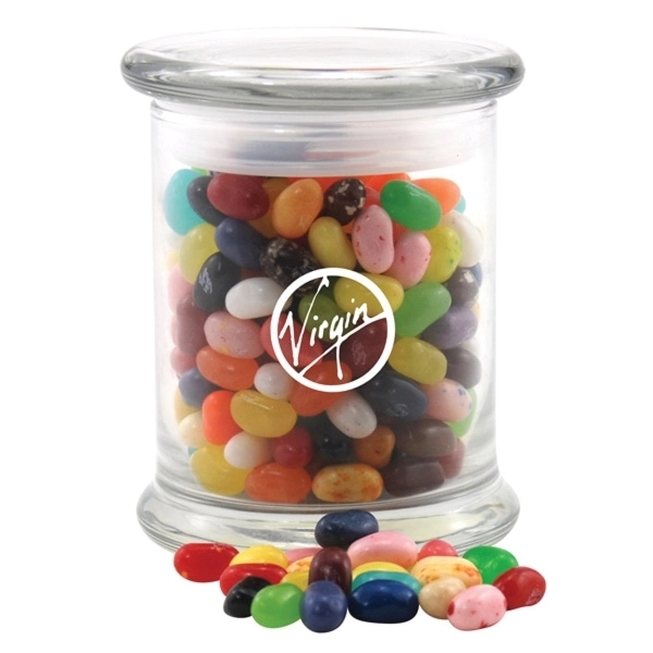 Jelly Bellys Candy in a Large Round Glass Jar with Lid Plum Grove