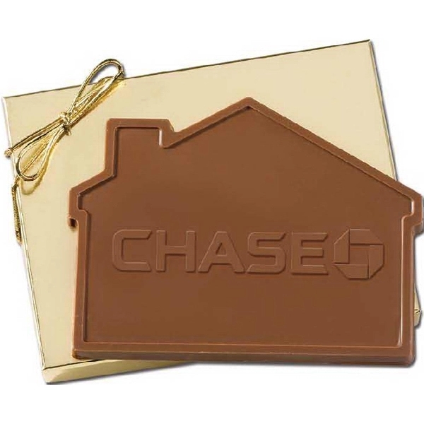 3.2 oz Custom House Shaped Chocolate in Gold Gift Box
