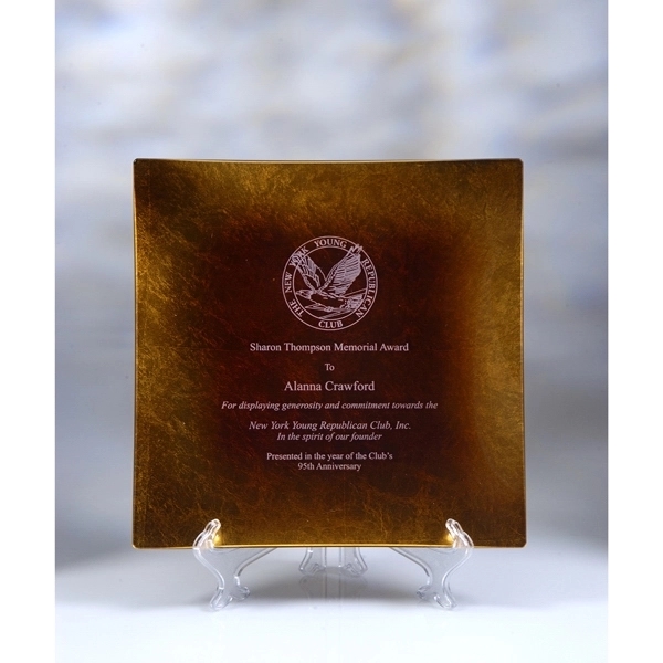 Jade Glass Square Award Plate with Gold Leaf 10" - Jade Glass Square Award Plate with Gold Leaf 10" - Image 0 of 0