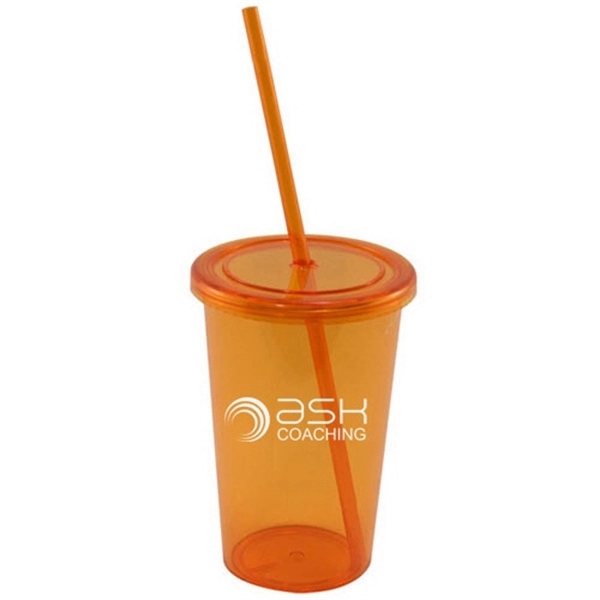 16 oz Acrylic Tumbler with Straw - 16 oz Acrylic Tumbler with Straw - Image 1 of 2