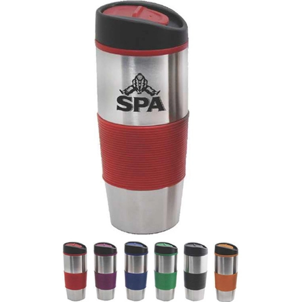 16 oz Insulated Tumbler with Colored Silicone Sleeve - 16 oz Insulated Tumbler with Colored Silicone Sleeve - Image 0 of 6