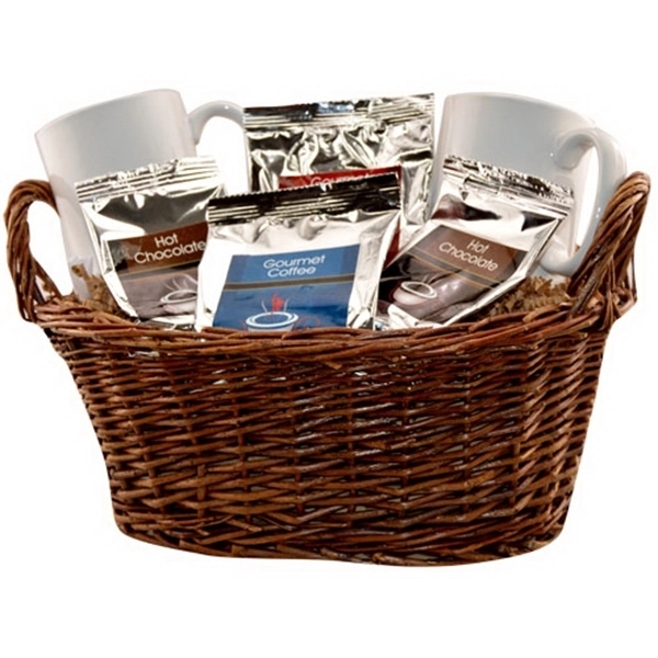 Custom Gift basket with coffee, tea and mugs