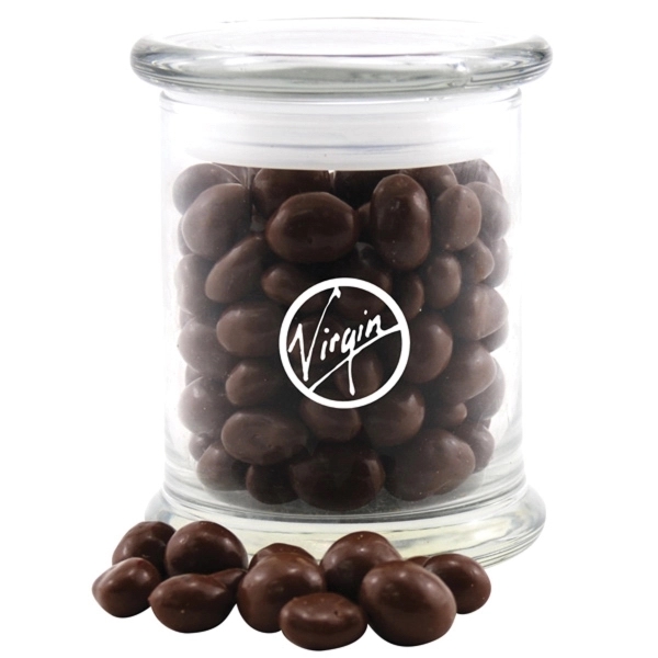 Large Round Glass Jar with Lid-Chocolate Covered Peanuts
