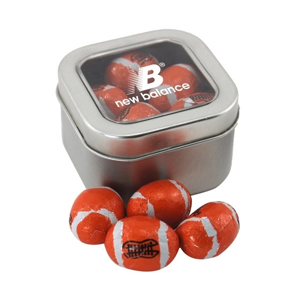 Tin with Window Lid and Chocolate Footballs