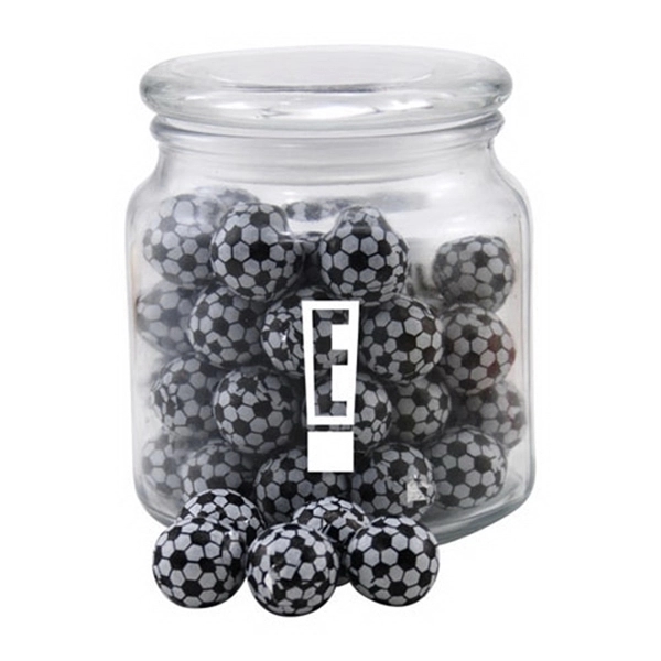 Chocolate Soccer Balls in a Glass Jar with Lid