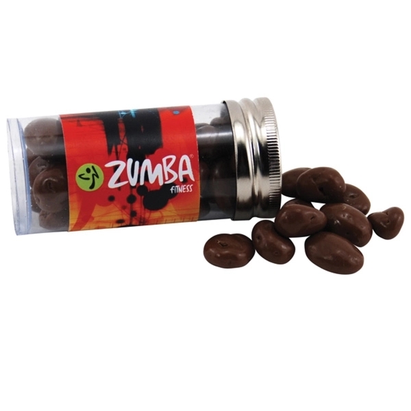 3 " Plastic Tube with Metal Cap-Chocolate Covered Raisins
