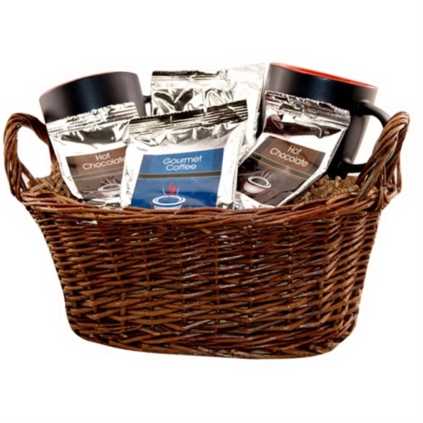 Custom Gift basket with coffee, tea and mugs