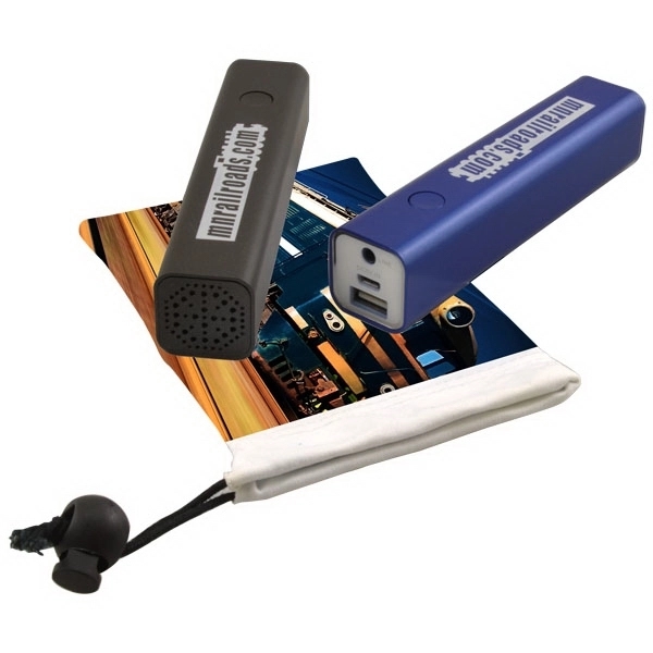 Bluetooth Speaker Power Bank in Microfiber Bag