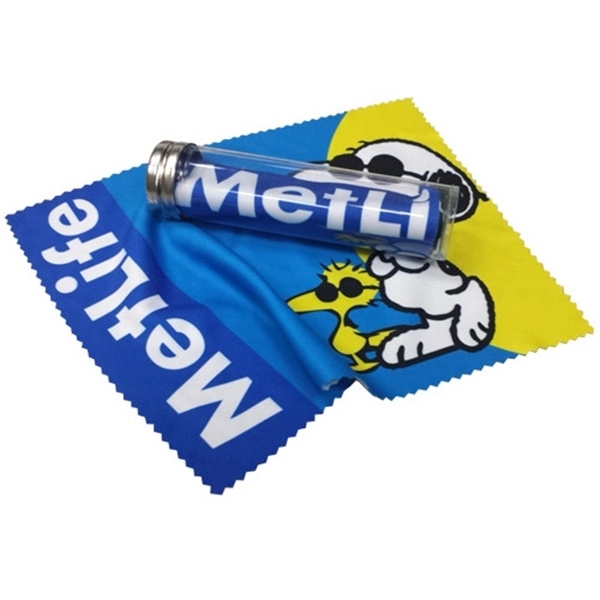 Microfiber Cloth 7" x 9" in a clear tube with label