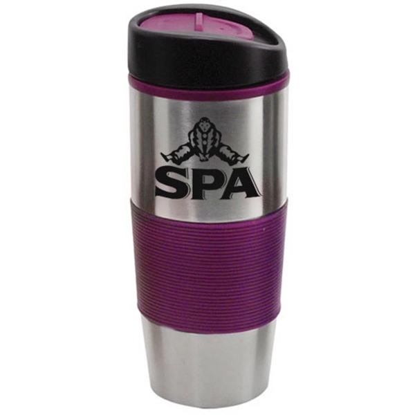Custom 16 oz Insulated Tumbler with Colored Silicone Sleeve