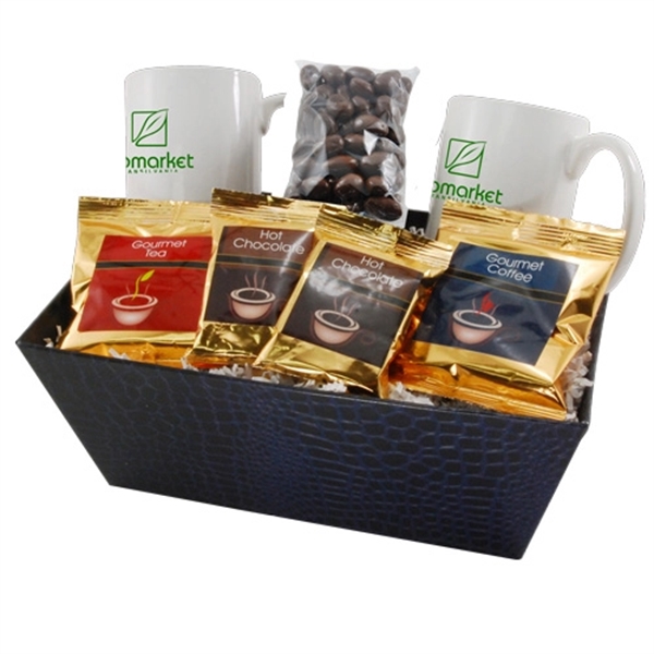 Tray with Mugs and Chocolate Covered Almonds