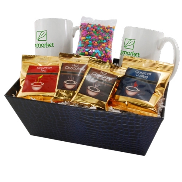 Tray with Mugs and Chocolate Covered Sunflower Seeds