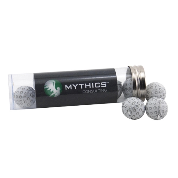 Chocolate Golf Balls in a 5 " Plastic Tube with Metal Cap