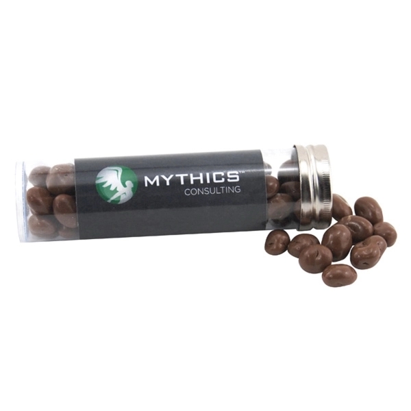 5 " Plastic Tube with Metal Cap-Chocolate Covered Raisins
