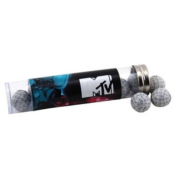 Chocolate Golf Balls in a 6 " Plastic Tube with Metal Cap