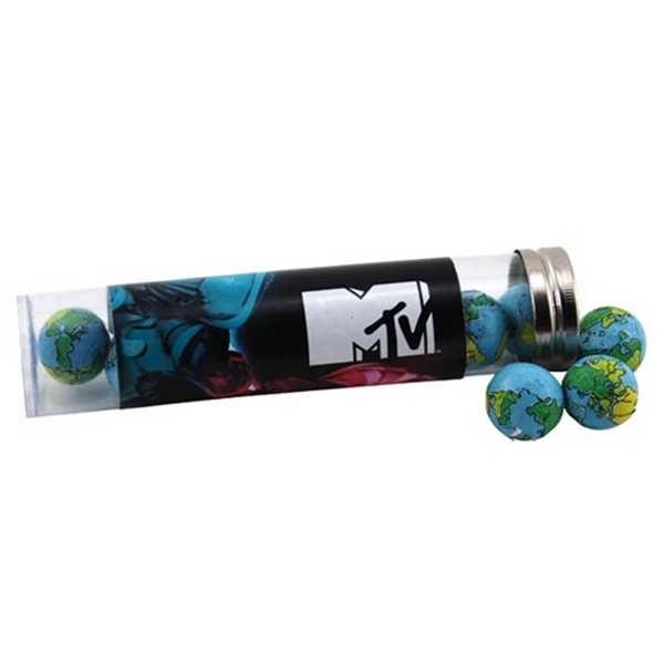 Chocolate Globes in a 6 " Plastic Tube with Metal Cap