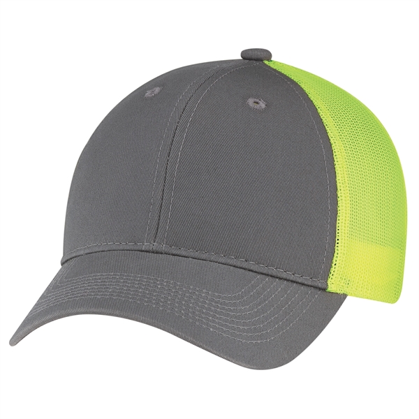 6 Panel Enzyme Washed Deluxe Chino Twill/Soft Nylon Mesh Cap - 6 Panel Enzyme Washed Deluxe Chino Twill/Soft Nylon Mesh Cap - Image 10 of 19