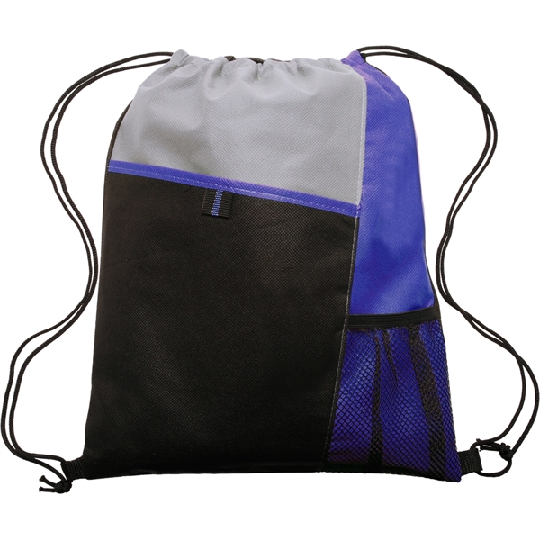 Mesh Pocket Drawstring Backpacks - Mesh Pocket Drawstring Backpacks - Image 5 of 9