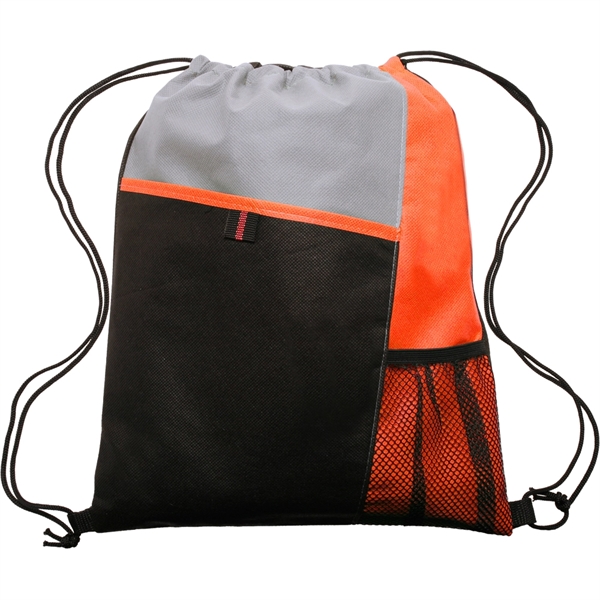 Mesh Pocket Drawstring Backpacks - Mesh Pocket Drawstring Backpacks - Image 7 of 9