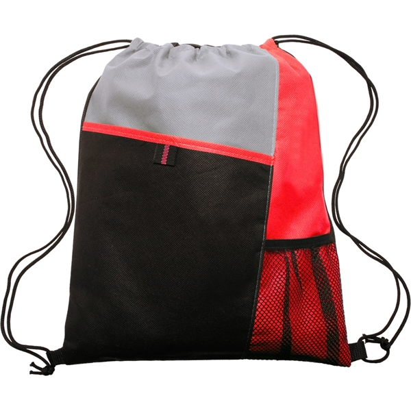 Mesh Pocket Drawstring Backpacks - Mesh Pocket Drawstring Backpacks - Image 8 of 9