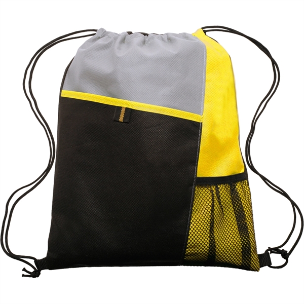 Mesh Pocket Drawstring Backpacks - Mesh Pocket Drawstring Backpacks - Image 9 of 9