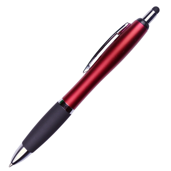 Matte Barrel Ballpoint Pen w/ Rubber Grip and Stylus - Matte Barrel Ballpoint Pen w/ Rubber Grip and Stylus - Image 2 of 3