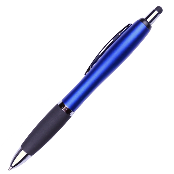 Matte Barrel Ballpoint Pen w/ Rubber Grip and Stylus - Matte Barrel Ballpoint Pen w/ Rubber Grip and Stylus - Image 1 of 3