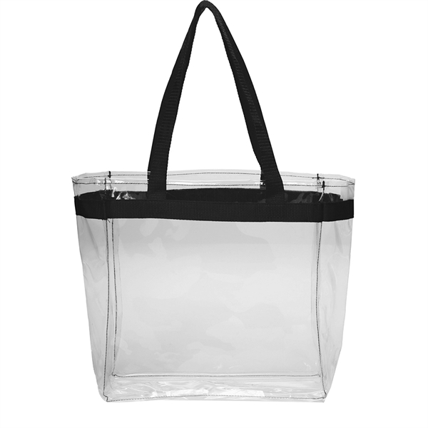 Color Handles Clear Plastic Tote Bags - Color Handles Clear Plastic Tote Bags - Image 1 of 2