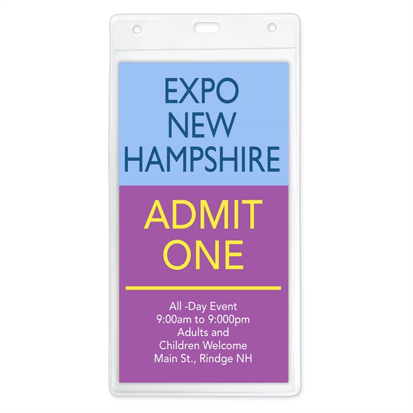 Vertical Large Event-Size Vinyl Badge Holder, 4.13" x 8.13" - Vertical Large Event-Size Vinyl Badge Holder, 4.13" x 8.13" - Image 0 of 2