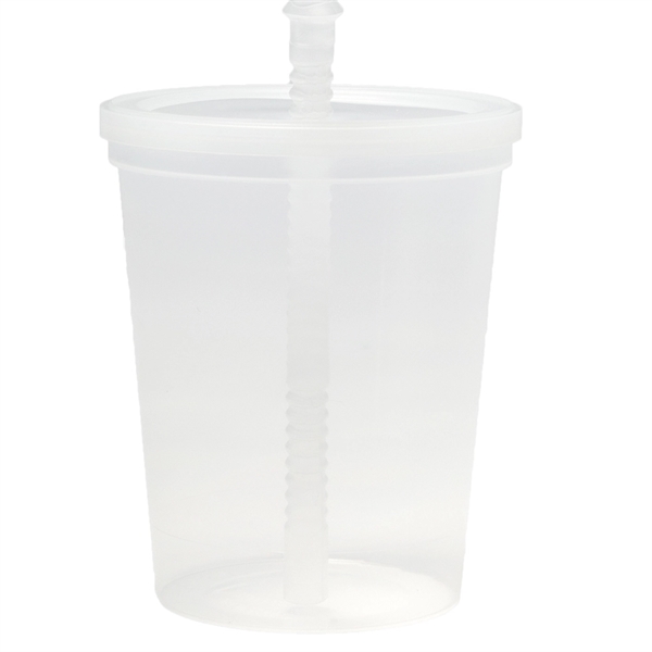 16 oz Plastic Stadium Cups with Lid & Straw