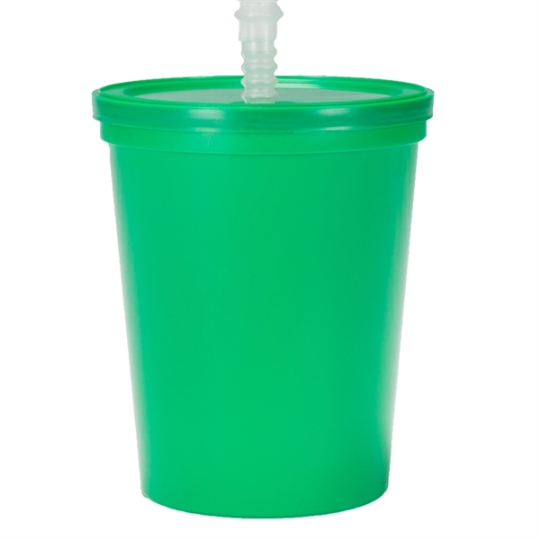 Promo Plastic Stadium Cups with Lid and Straw (16 Oz.)