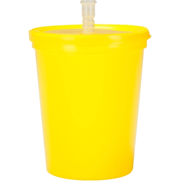 16 oz Plastic Stadium Cups with Lid & Straw - 16 oz Plastic Stadium Cups with Lid & Straw - Image 7 of 8