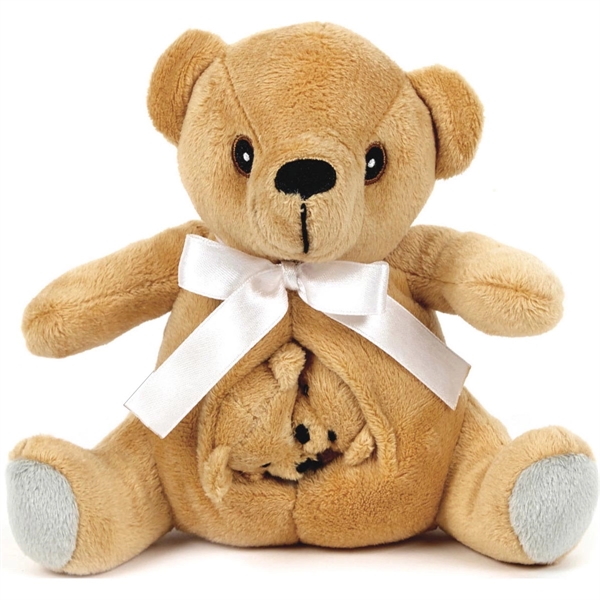 8" Soft Plush Mother Bear And 2 Babies