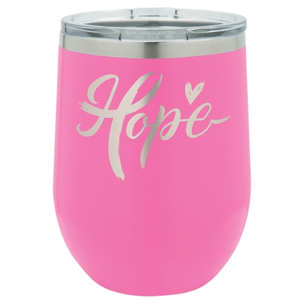 PC 12 oz. Pink Vacuum Insulated Stemless Wine Tumbler w/ Lid - PC 12 oz. Pink Vacuum Insulated Stemless Wine Tumbler w/ Lid - Image 1 of 1