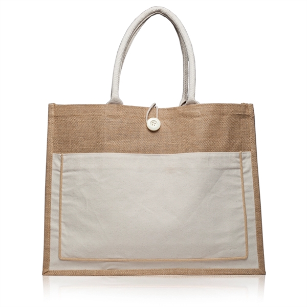 Cotton Pocket Jute Tote Bags - Cotton Pocket Jute Tote Bags - Image 8 of 10